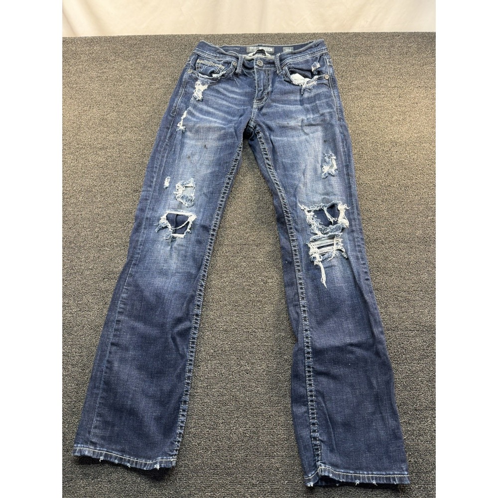 BKE Jeans Mens 30R Blue Aiden Bootleg Whisker Dark Wash Stretch Denim